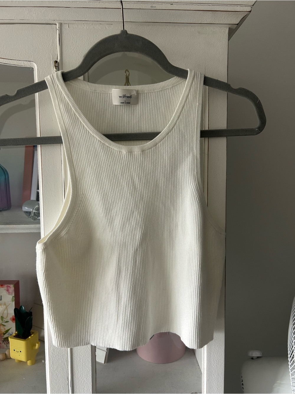 Wilfred White Ribbed knit Tank Top